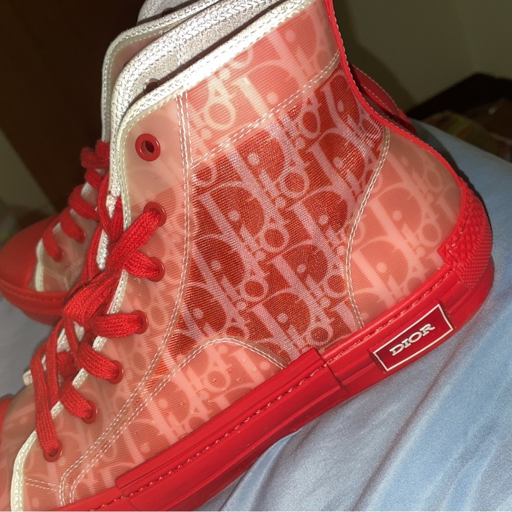 Dior b23 high top sneakers red men’s size 12(45)